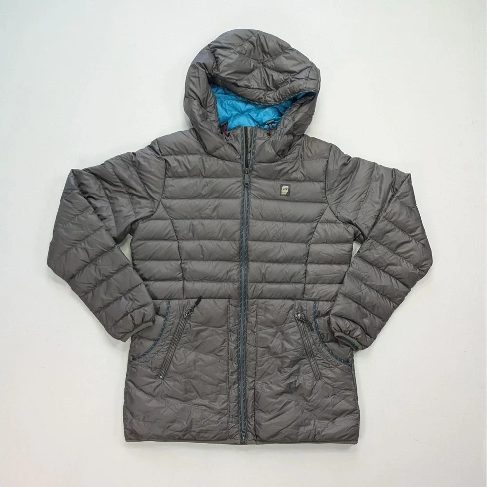 Orage Women's Down Jacket Hooded Puffer Size Large Gray Blue
